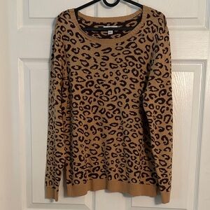 Croft & Barrow Animal Print Brown Sweater